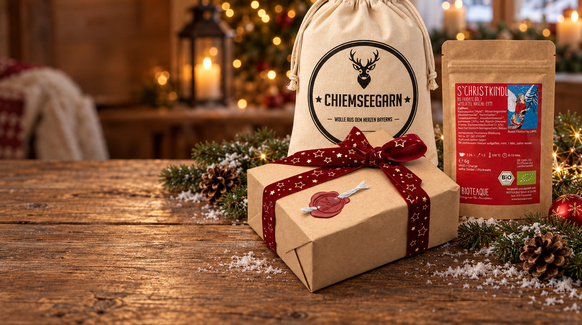 Chiemseegarn Adventskalender 2026 – Kalenderkiste, Bobbel-Säckchen und Tee