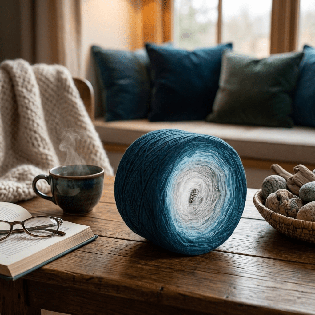 Blaue Stunde – Farbverlaufsgarn von Chiemseegarn