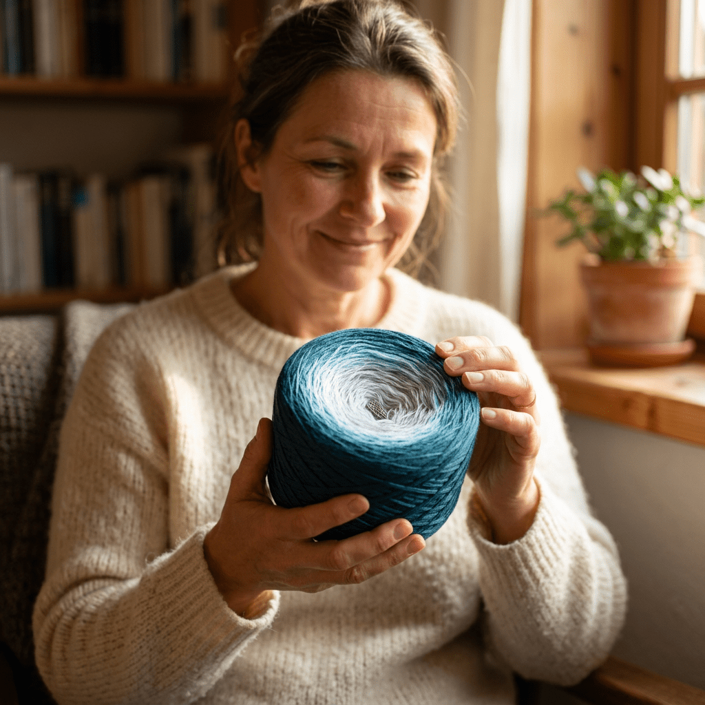 Blaue Stunde – Farbverlaufsgarn von Chiemseegarn