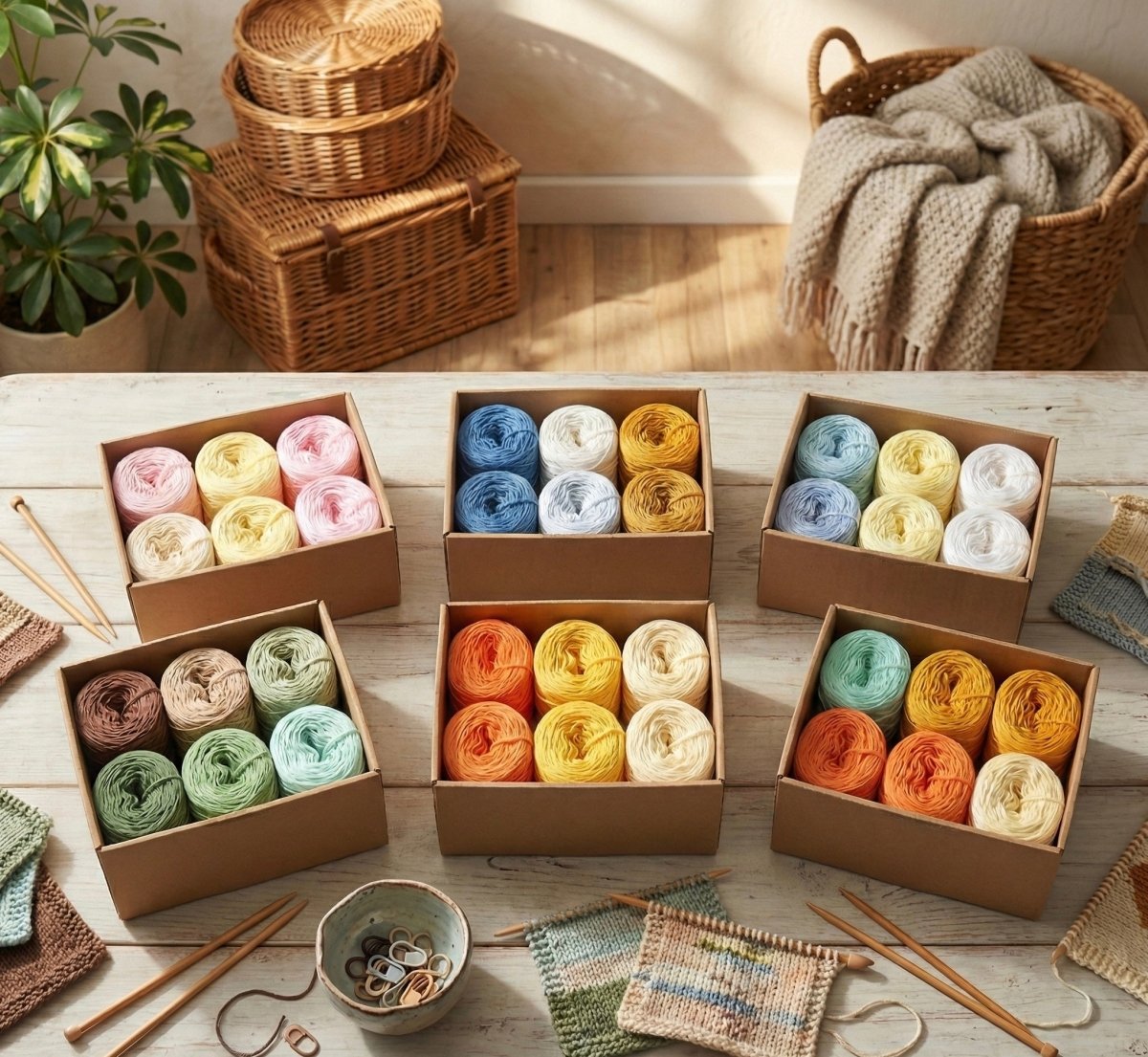 Colour Block Boxen - Bobbel Wolle und Farbverlaufsgarn von Chiemseegarn