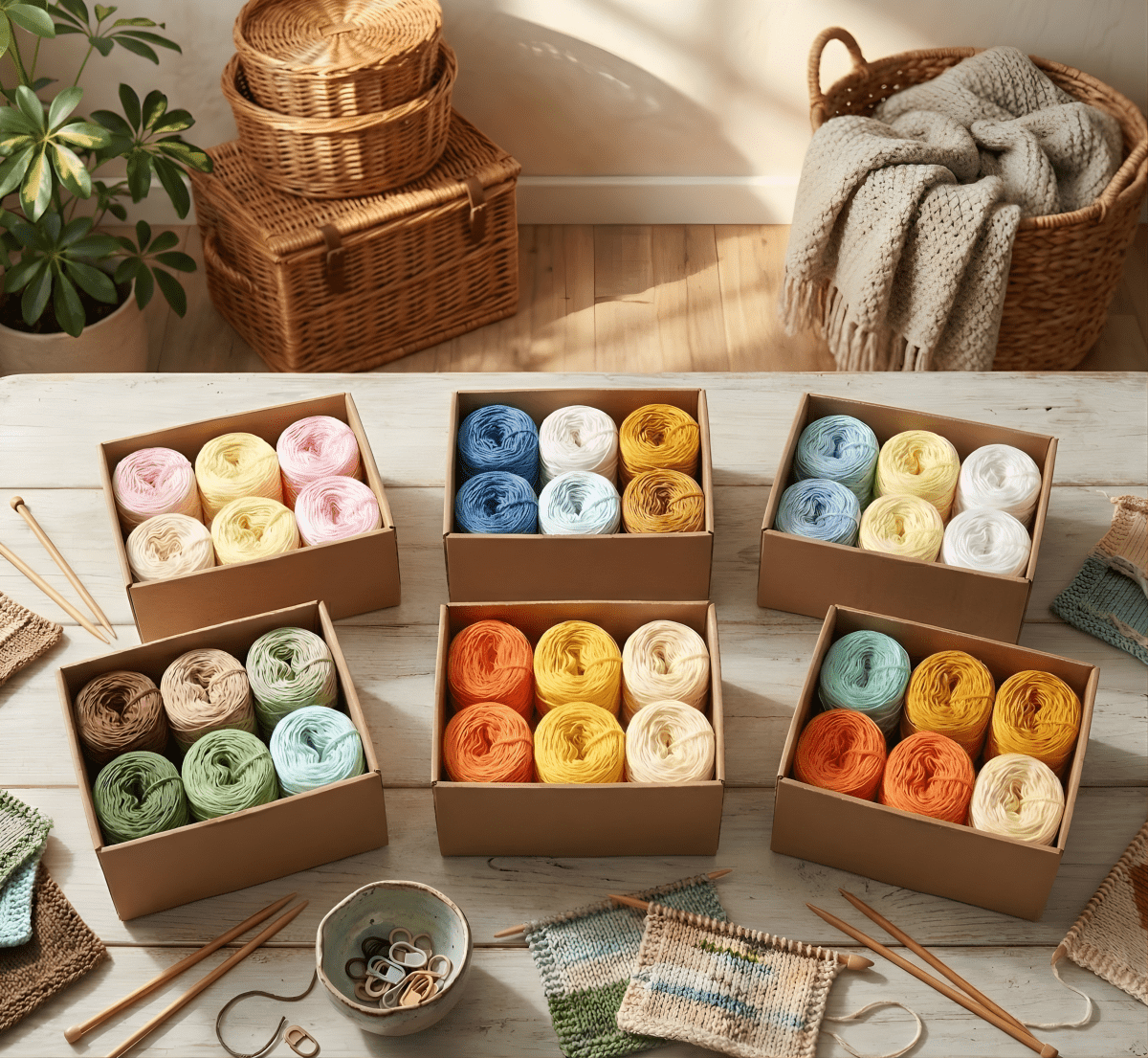 Colour Block Boxen - Bobbel Wolle und Farbverlaufsgarn von Chiemseegarn