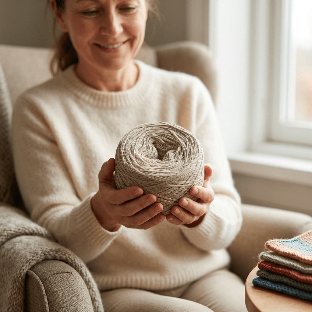 Einfarbiges gefachtes Garn "Alabaster" – Einfarbiges Garn von Chiemseegarn