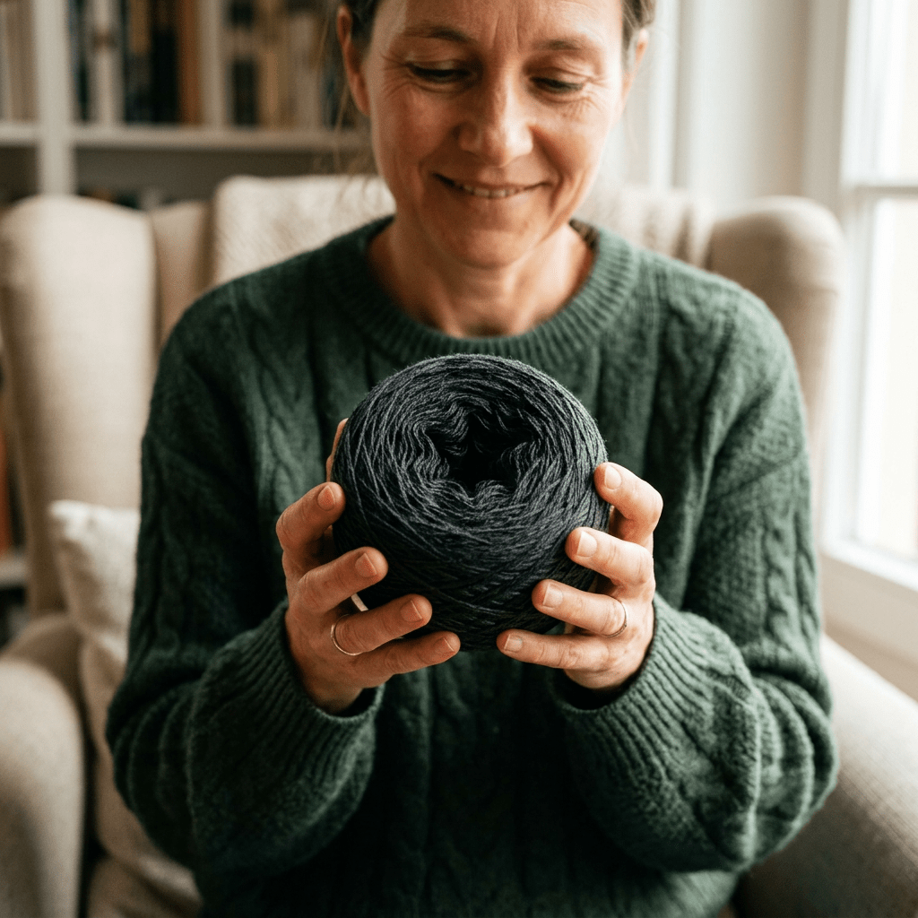 Einfarbiges gefachtes Garn "Anthrazit" – Einfarbiges Garn von Chiemseegarn