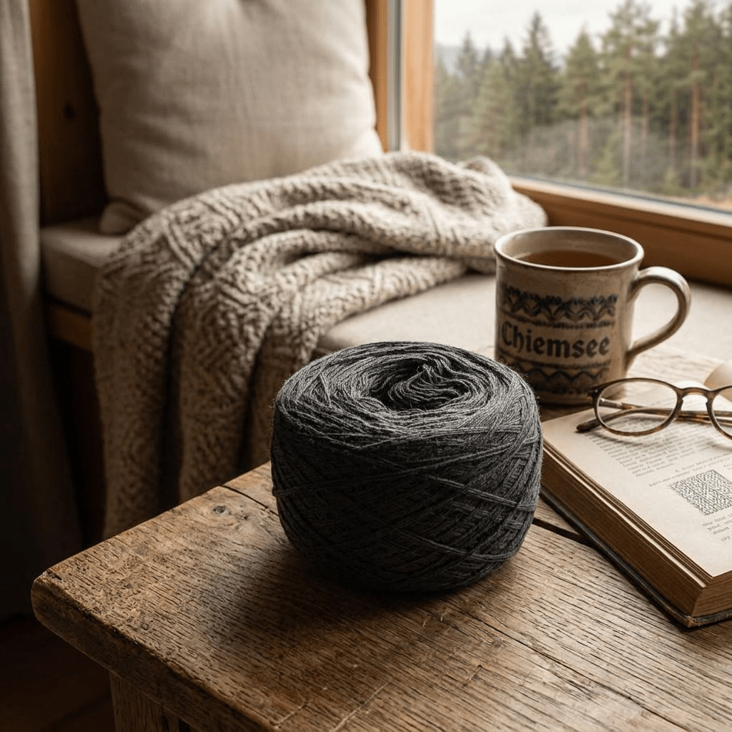 Einfarbiges gefachtes Garn "Anthrazit" – Einfarbiges Garn von Chiemseegarn