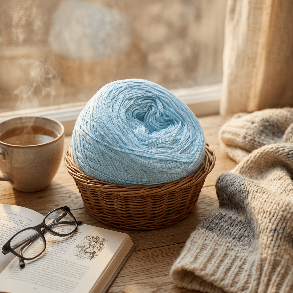 Einfarbiges gefachtes Garn "Aqua" – Einfarbiges Garn von Chiemseegarn