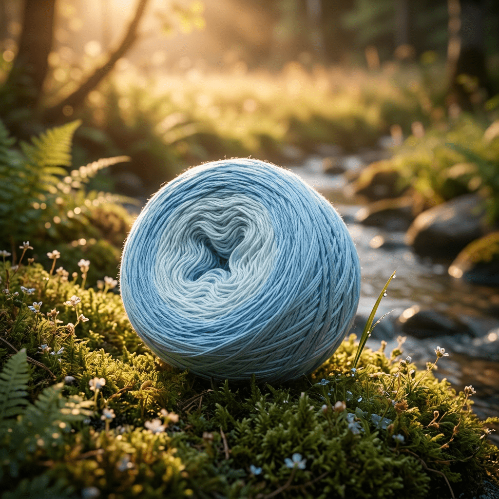 Einfarbiges gefachtes Garn "Aqua" – Einfarbiges Garn von Chiemseegarn