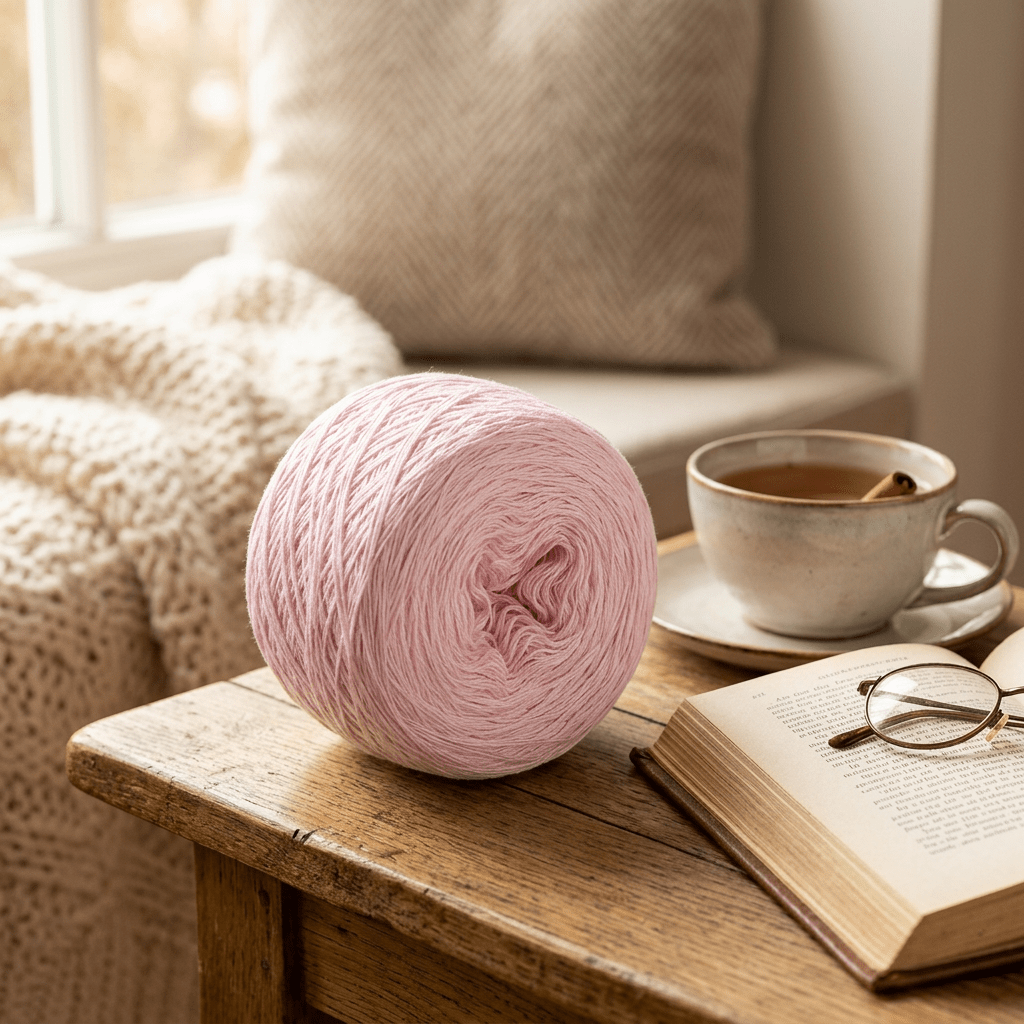 Einfarbiges gefachtes Garn "Babyrosa" – Einfarbiges Garn von Chiemseegarn