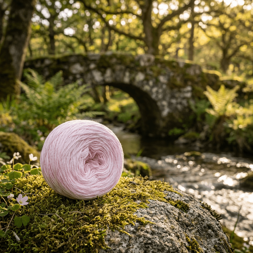 Einfarbiges gefachtes Garn "Babyrosa" – Einfarbiges Garn von Chiemseegarn