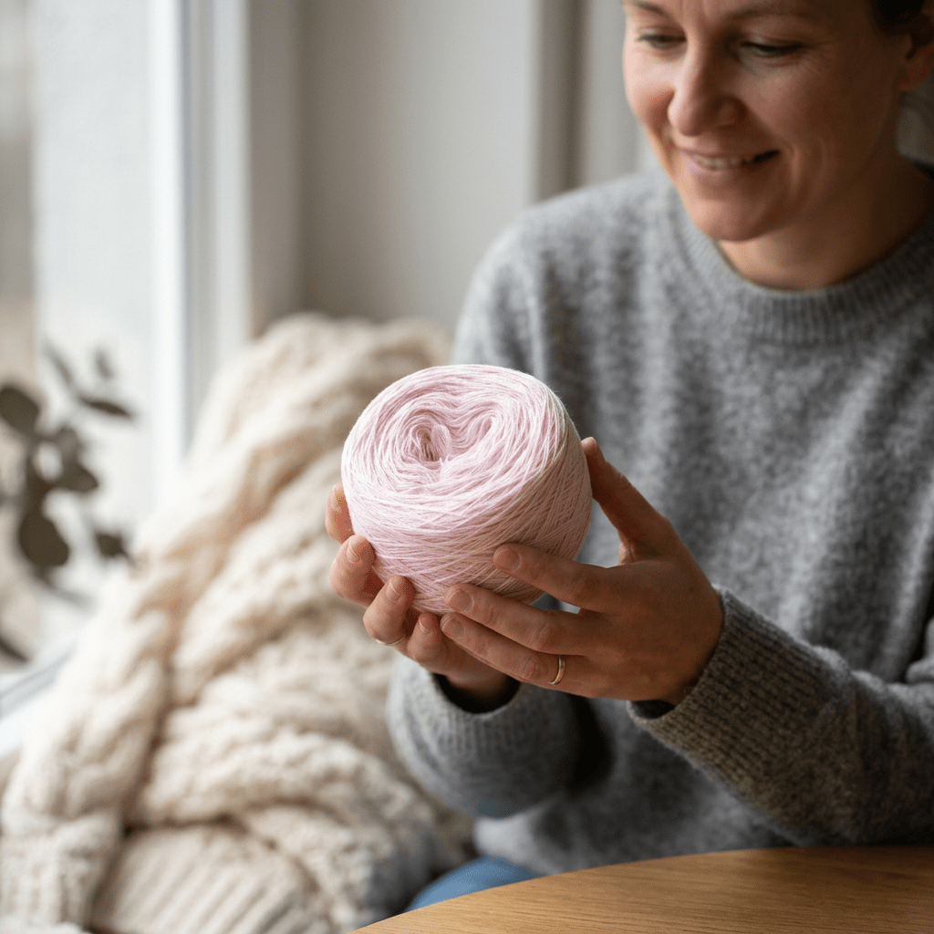 Einfarbiges gefachtes Garn "Babyrosa" – Einfarbiges Garn von Chiemseegarn