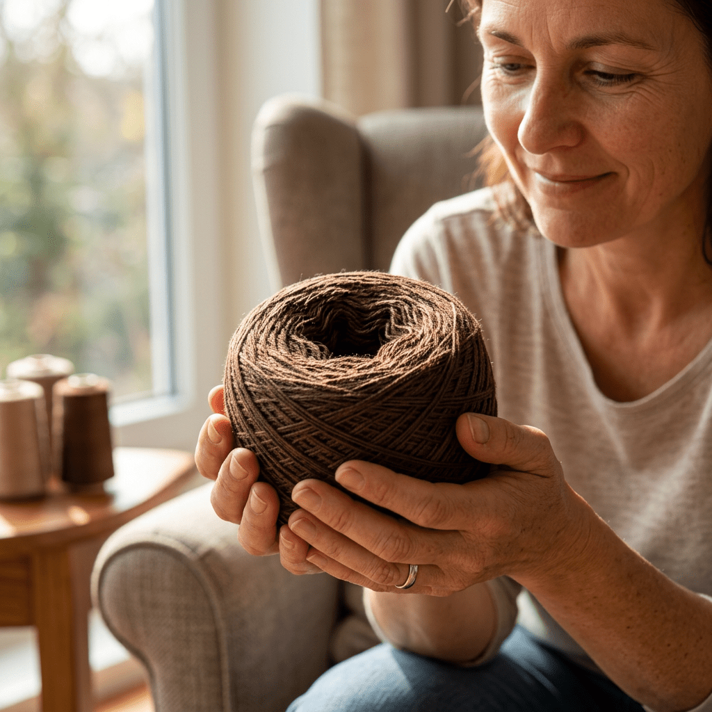 Einfarbiges gefachtes Garn "Braun" – Einfarbiges Garn von Chiemseegarn