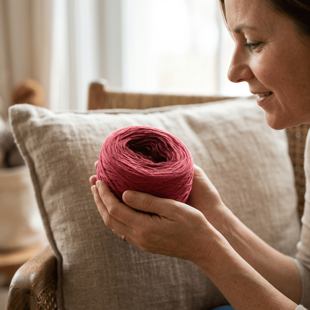 Einfarbiges gefachtes Garn "Burgund" – Einfarbiges Garn von Chiemseegarn