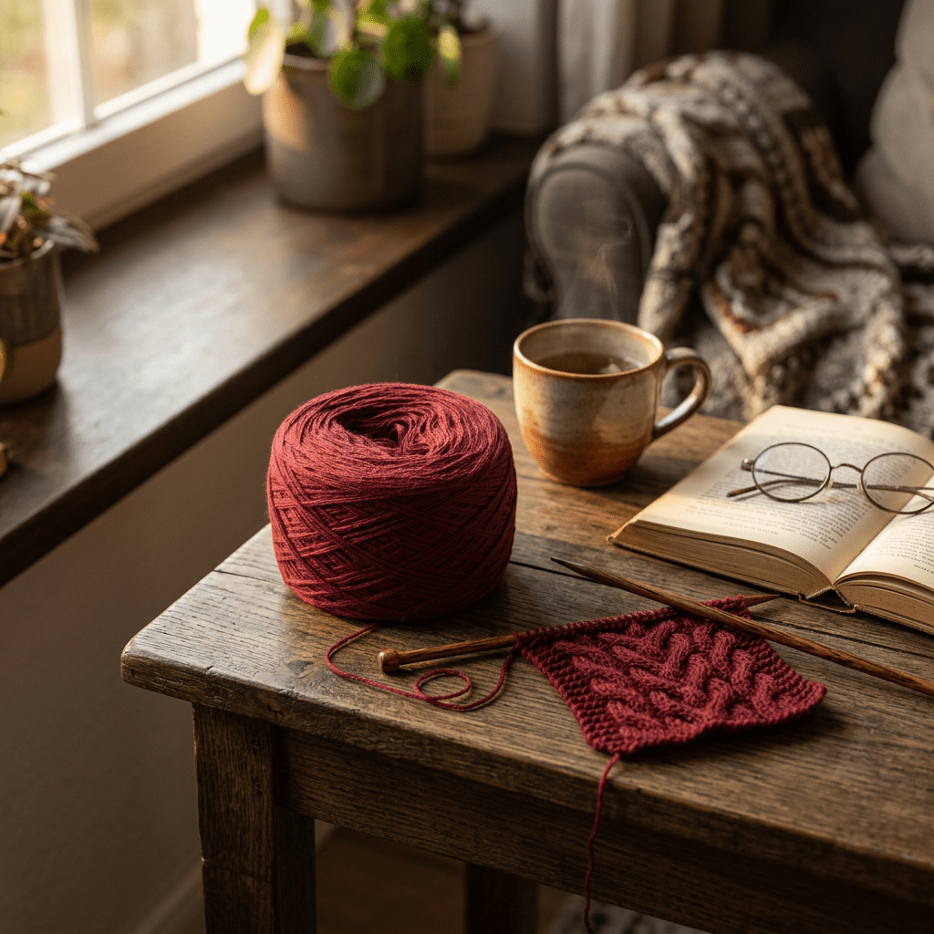 Einfarbiges gefachtes Garn "Burgund" – Einfarbiges Garn von Chiemseegarn