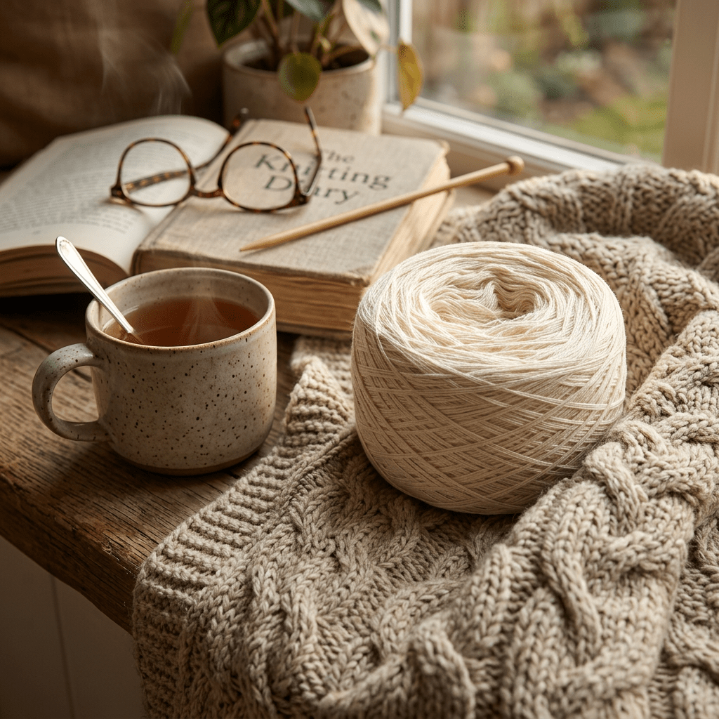 Einfarbiges gefachtes Garn "Creme" – Einfarbiges Garn von Chiemseegarn