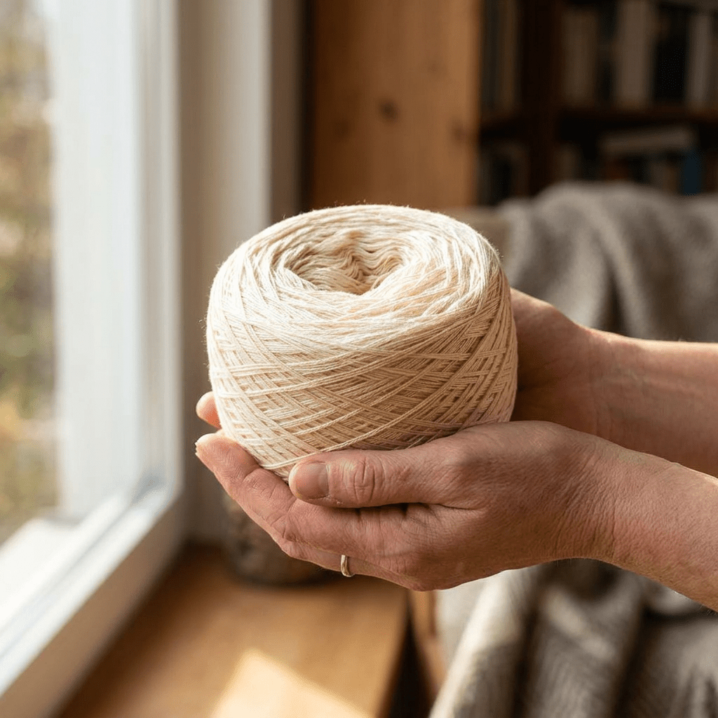 Einfarbiges gefachtes Garn "Creme" – Einfarbiges Garn von Chiemseegarn