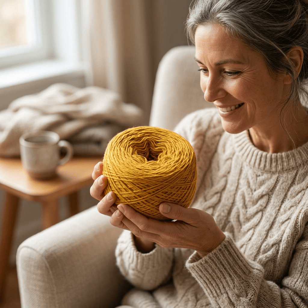 Einfarbiges gefachtes Garn "Curry" – Einfarbiges Garn von Chiemseegarn