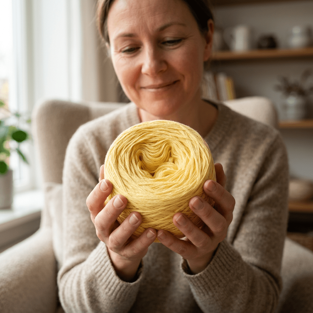 Einfarbiges gefachtes Garn "Gold" – Einfarbiges Garn von Chiemseegarn