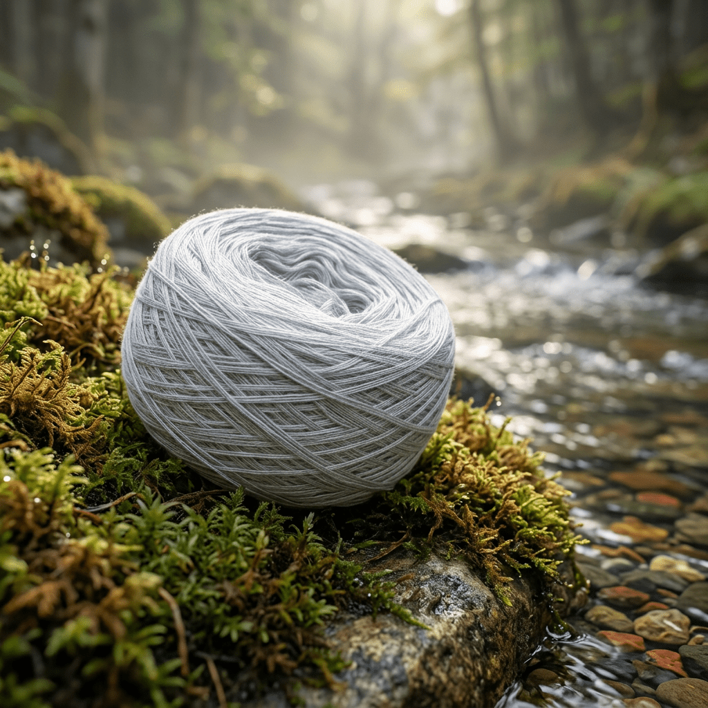 Einfarbiges gefachtes Garn "Hellgrau" – Einfarbiges Garn von Chiemseegarn