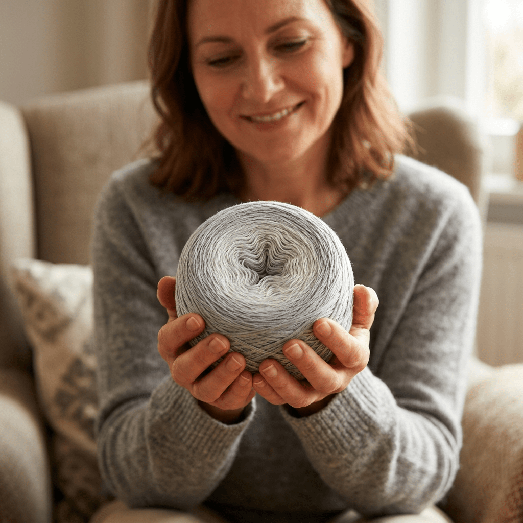 Einfarbiges gefachtes Garn "Hellgrau" – Einfarbiges Garn von Chiemseegarn