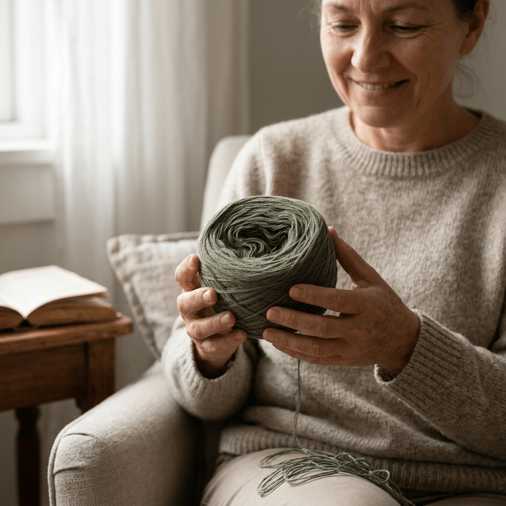 Einfarbiges gefachtes Garn "Khaki" – Einfarbiges Garn von Chiemseegarn