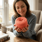 Einfarbiges gefachtes Garn "Lachs" – Einfarbiges Garn von Chiemseegarn