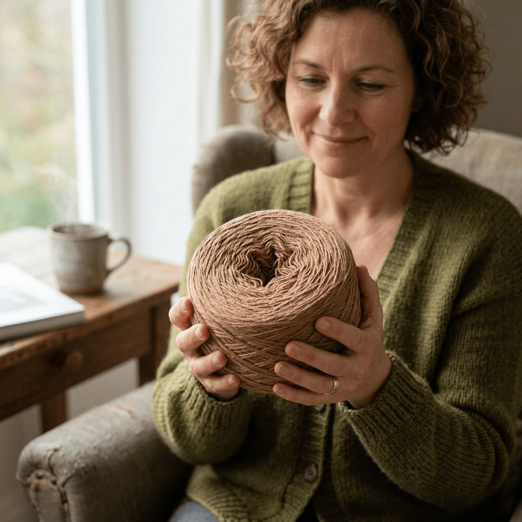 Einfarbiges gefachtes Garn "Mocca" – Einfarbiges Garn von Chiemseegarn