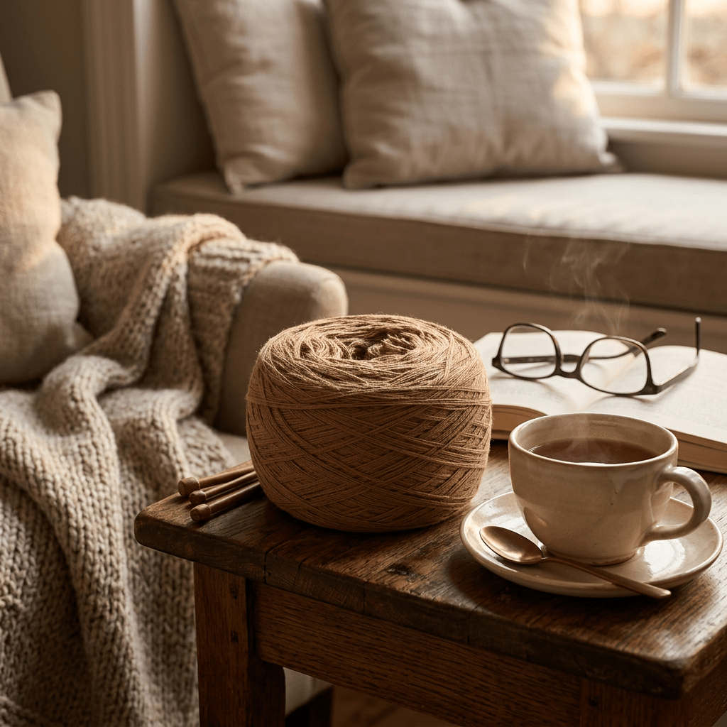 Einfarbiges gefachtes Garn "Mocca" – Einfarbiges Garn von Chiemseegarn