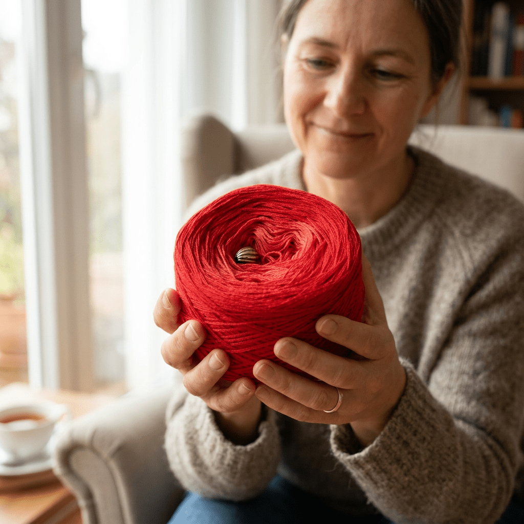 Einfarbiges gefachtes Garn "Mohnblumenrot" – Einfarbiges Garn von Chiemseegarn
