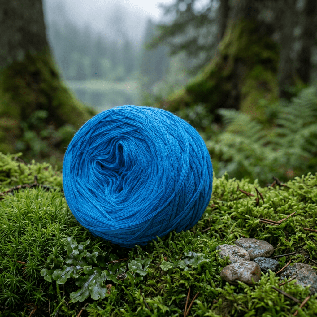 Einfarbiges gefachtes Garn "Ozeanblau" – Einfarbiges Garn von Chiemseegarn