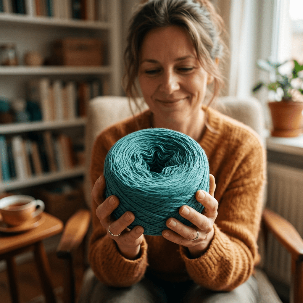 Einfarbiges gefachtes Garn "Ozeangrün" – Einfarbiges Garn von Chiemseegarn