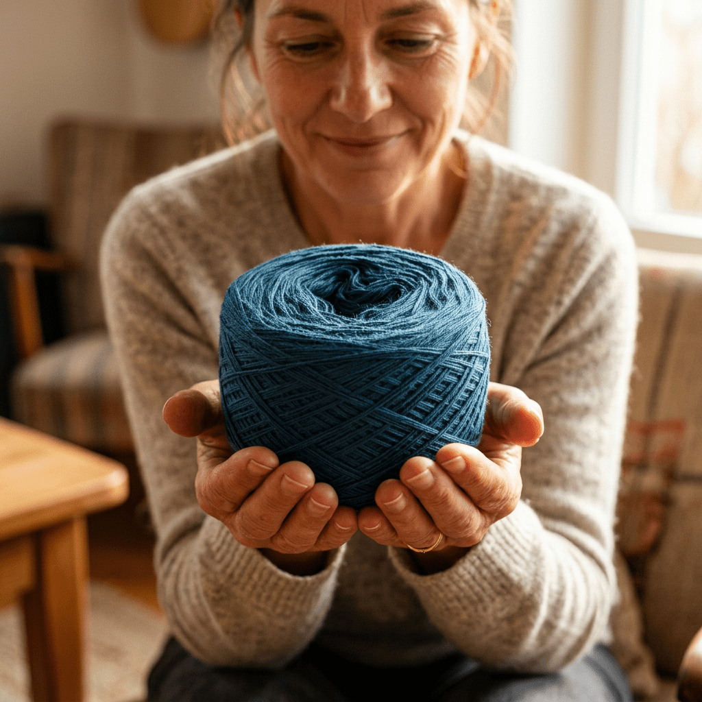 Einfarbiges gefachtes Garn "Petrol" – Einfarbiges Garn von Chiemseegarn