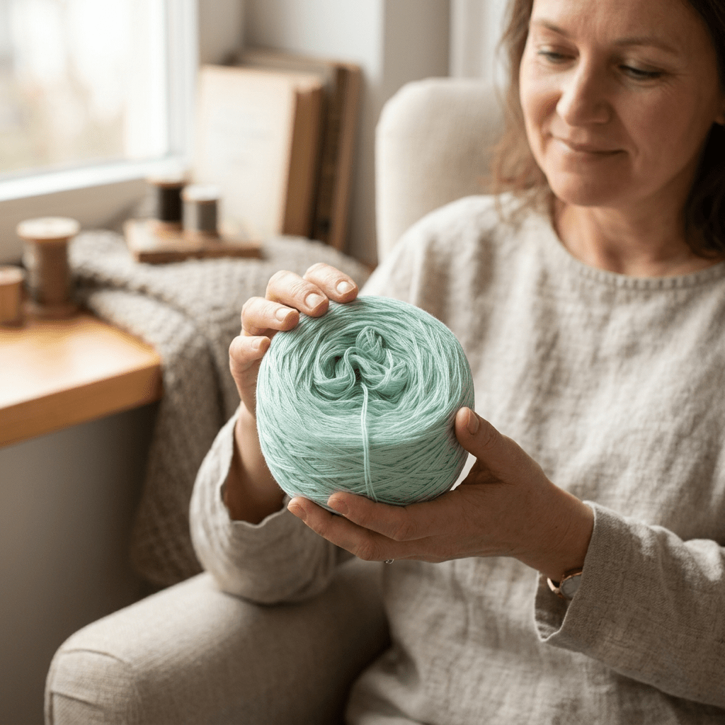 Einfarbiges gefachtes Garn "Pistazie" – Einfarbiges Garn von Chiemseegarn
