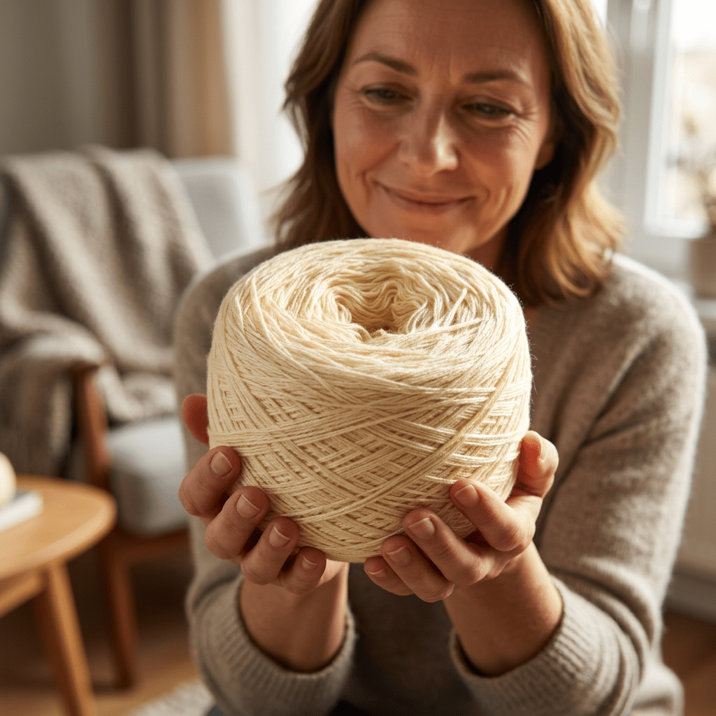 Einfarbiges gefachtes Garn "Vanille" – Einfarbiges Garn von Chiemseegarn