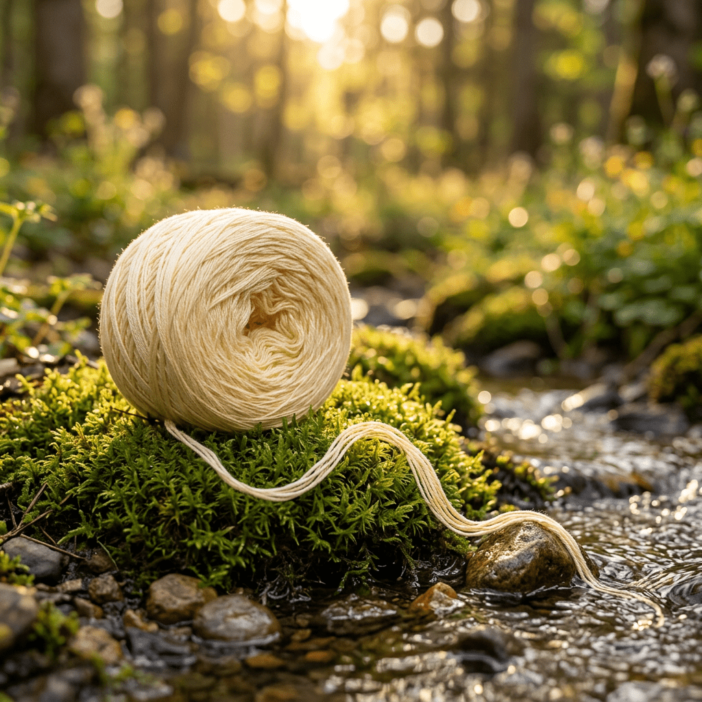 Einfarbiges gefachtes Garn "Vanille" – Einfarbiges Garn von Chiemseegarn