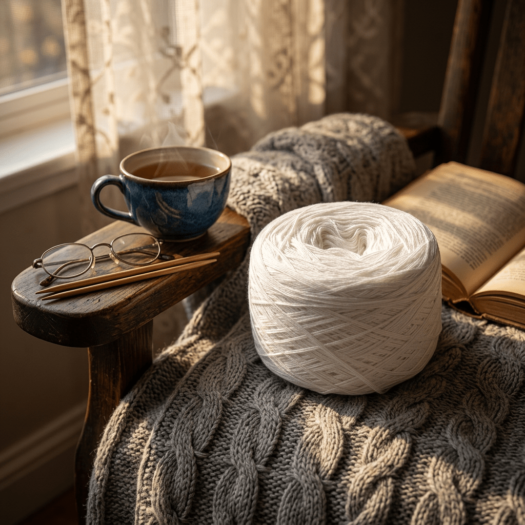 Einfarbiges gefachtes Garn "Weiss" – Einfarbiges Garn von Chiemseegarn