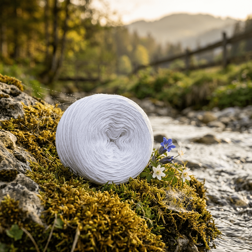Einfarbiges gefachtes Garn "Weiss" – Einfarbiges Garn von Chiemseegarn