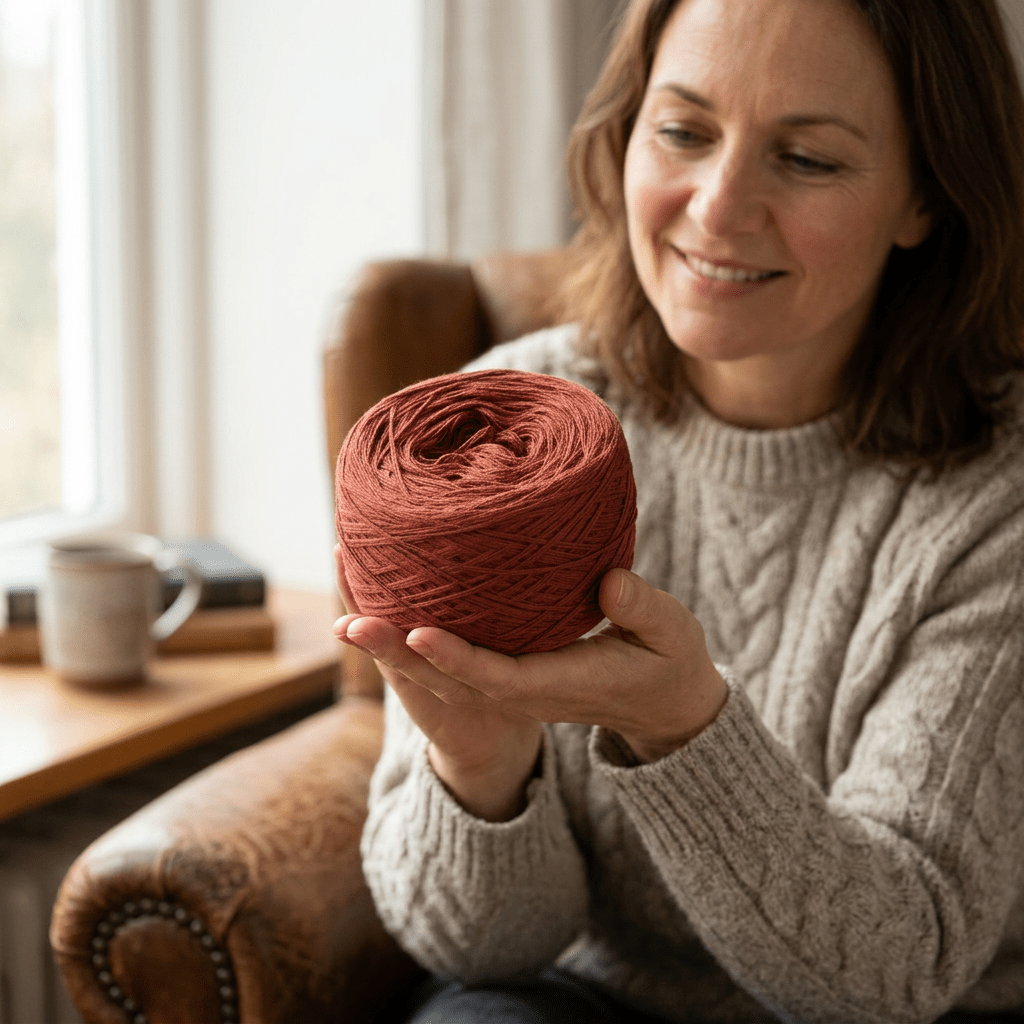 Einfarbiges gefachtes Garn "Ziegel" – Einfarbiges Garn von Chiemseegarn