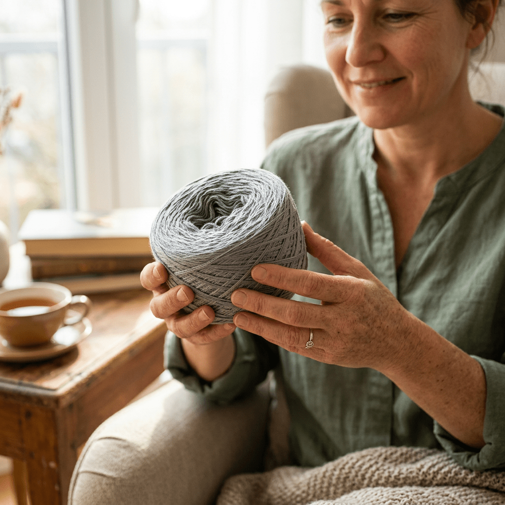 Einfarbiges gefachtes Garn "Zinn" – Einfarbiges Garn von Chiemseegarn
