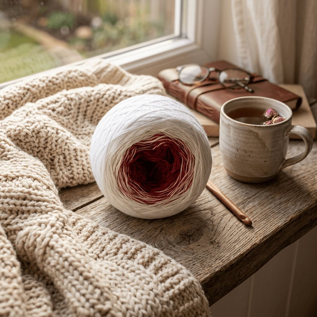 Erdbeeren mit Sahne – Farbverlaufsgarn von Chiemseegarn