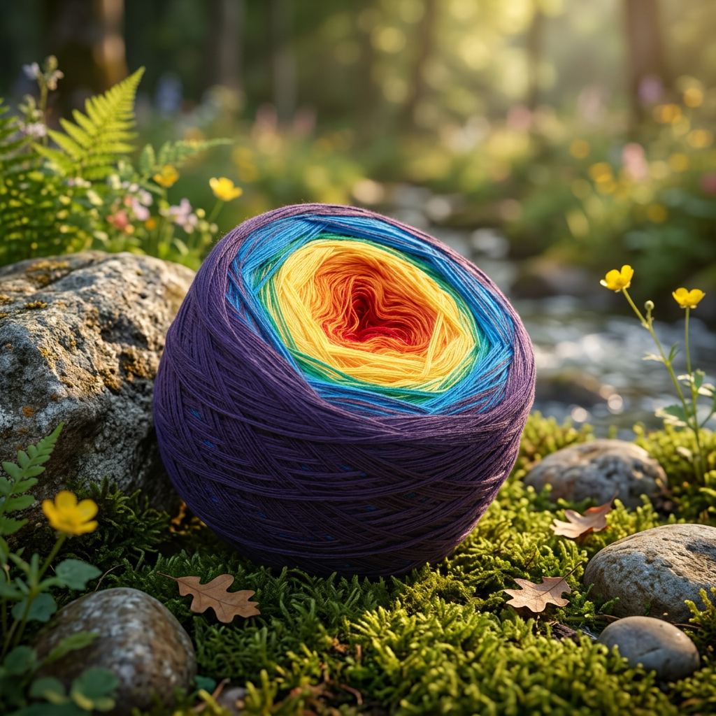 Farbverlaufsgarn Regenbogen (dunkel) – Farbverlaufsgarn von Chiemseegarn