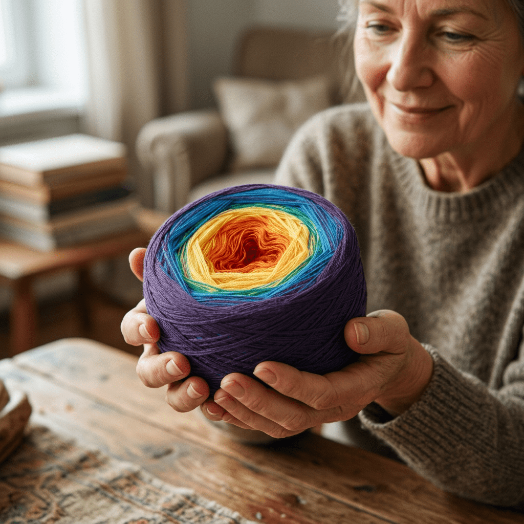 Farbverlaufsgarn Regenbogen (dunkel) – Farbverlaufsgarn von Chiemseegarn
