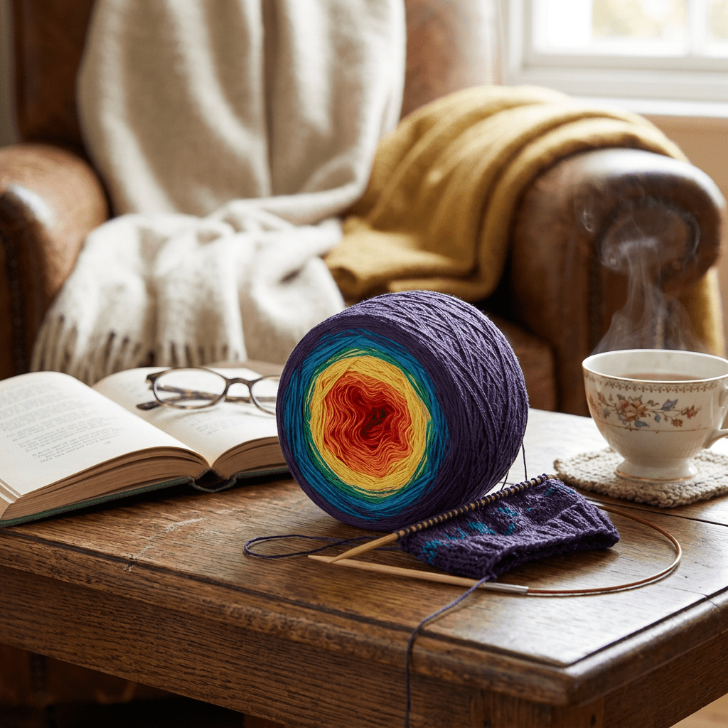 Farbverlaufsgarn Regenbogen (dunkel) – Farbverlaufsgarn von Chiemseegarn