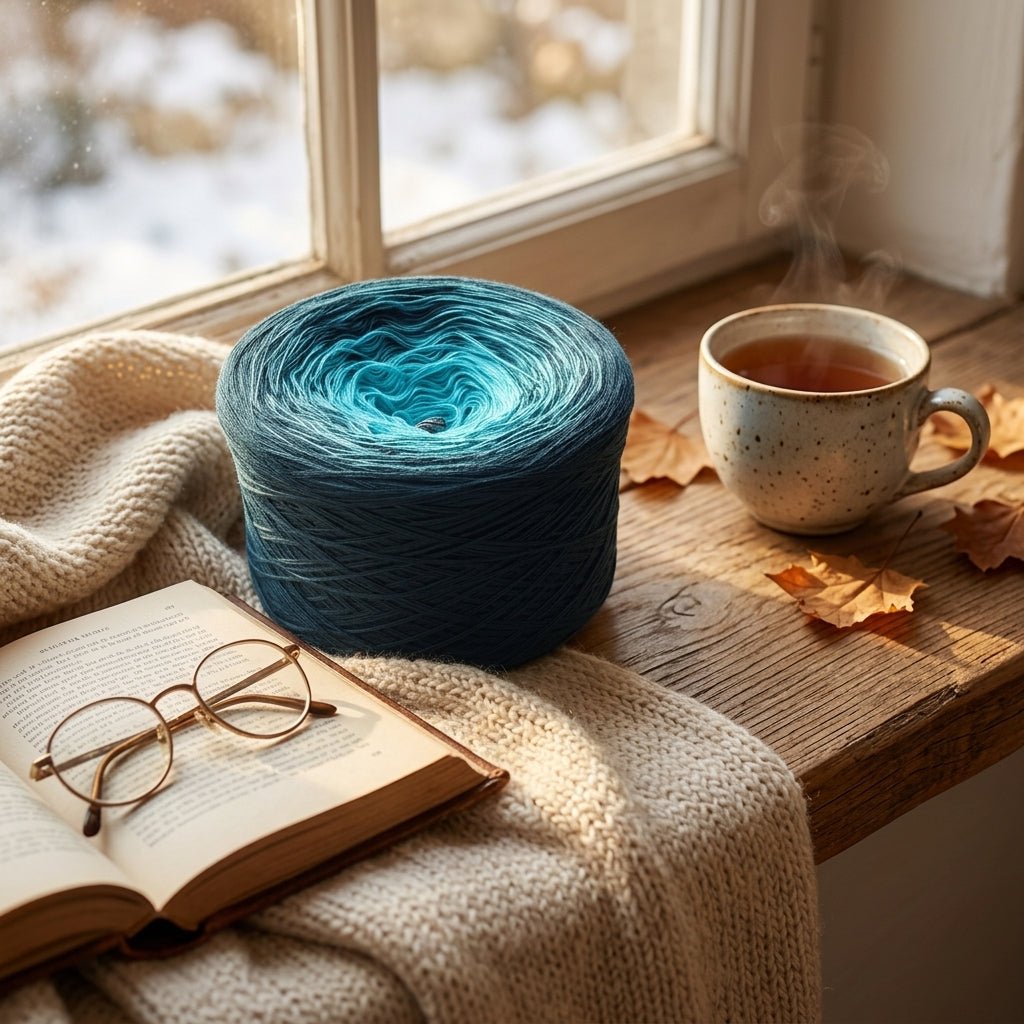 Fluss im Winter – Farbverlaufsgarn von Chiemseegarn