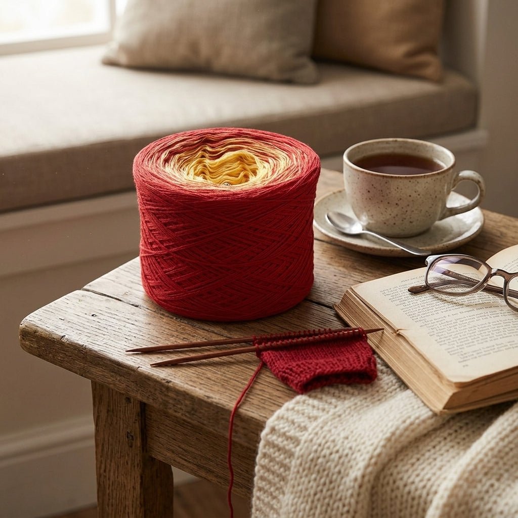 Japanische Sonne – Farbverlaufsgarn von Chiemseegarn