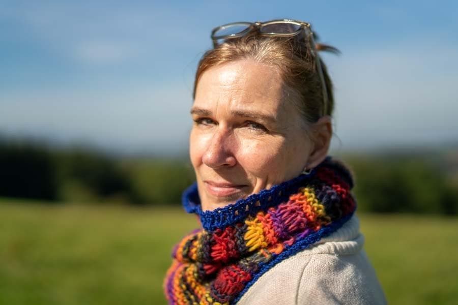 "Gute Laune Kragen" - Bobbel Wolle und Farbverlaufsgarn von Chiemseegarn