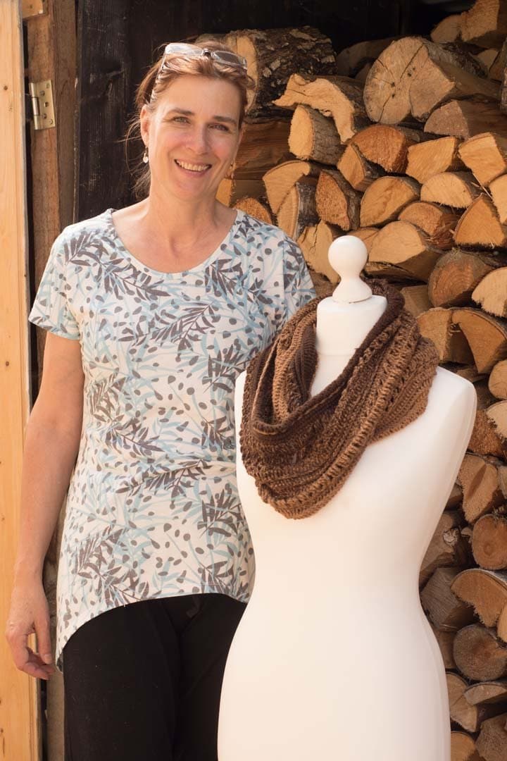 Häkelloop "Herbstlaub" - Bobbel Wolle und Farbverlaufsgarn von Chiemseegarn