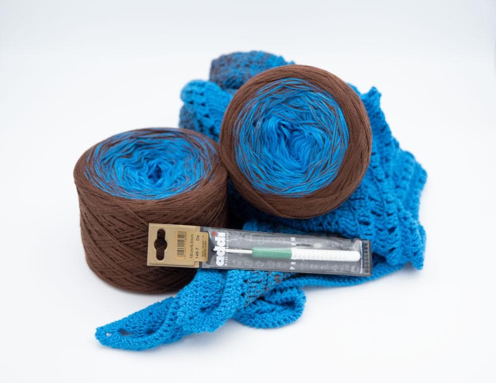 Häkelponcho "Roma" - Bobbel Wolle und Farbverlaufsgarn von Chiemseegarn