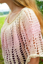 Häkelponcho "Rosenknospe" - Bobbel Wolle und Farbverlaufsgarn von Chiemseegarn