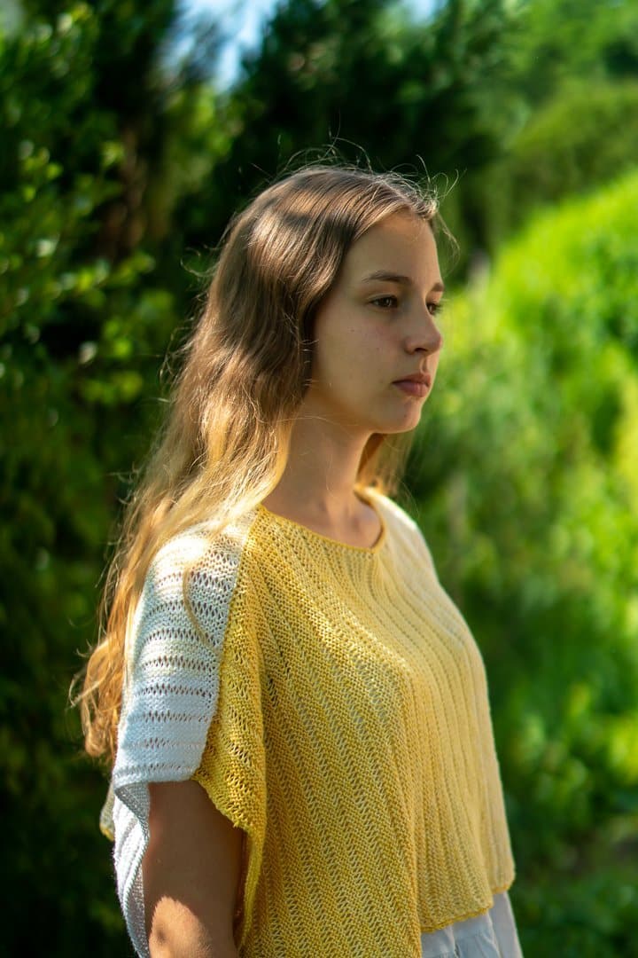 Poncho "Sonnenstrahl" - Bobbel Wolle und Farbverlaufsgarn von Chiemseegarn