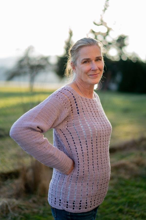 Pullover "Violetta" Gr. 42 - Bobbel Wolle und Farbverlaufsgarn von Chiemseegarn