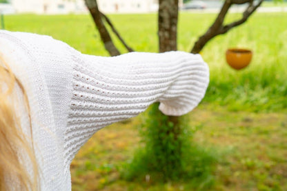 Pullover "Weiße Rosen" - Bobbel Wolle und Farbverlaufsgarn von Chiemseegarn